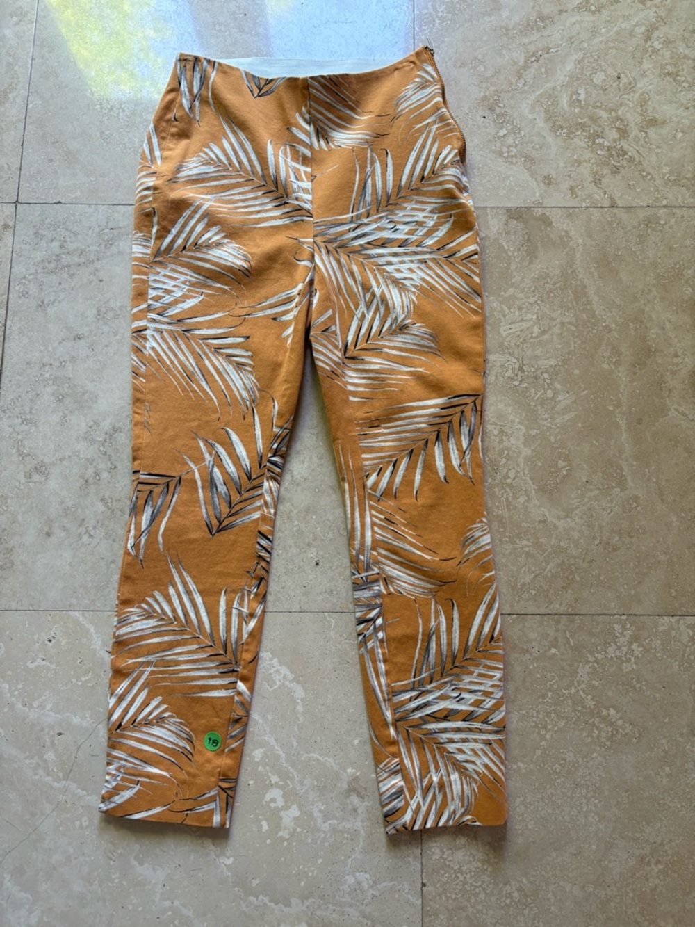Tropical Print Mustard Yellow Linen Blend Pants